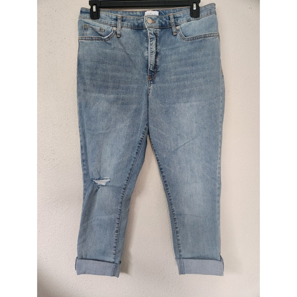 Crown & Ivy High Rise Skinny Crop Jeans Light Wash Womens Size 14R Inseam 23